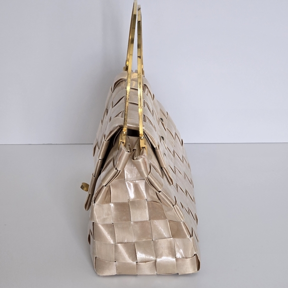 VTG Ritter "It's In The Bag" Pearlescent Basket Weave Handbag Made In Italy - Picture 3 of 15